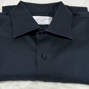 Lorenzo Uomo Black Dress‎ Shirt Mens 16.5 34/35 Trim Fit Cotton Lycra Blend